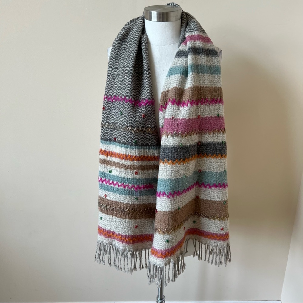 Ahujasons 100% wool stripe patterned wool scarf 5541